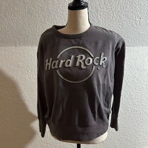 Gray Hard Rock Cafe sweatshirt with gold lettering